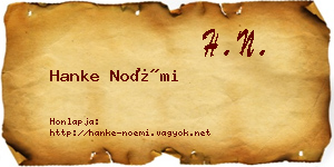 Hanke Noémi névjegykártya